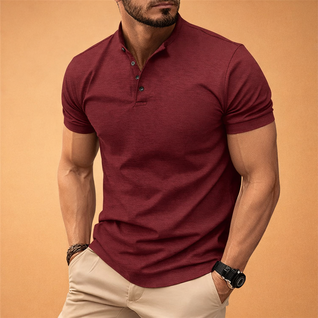 Męski Henley Krótki Rękaw