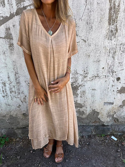 Vestido midi con cuello en V