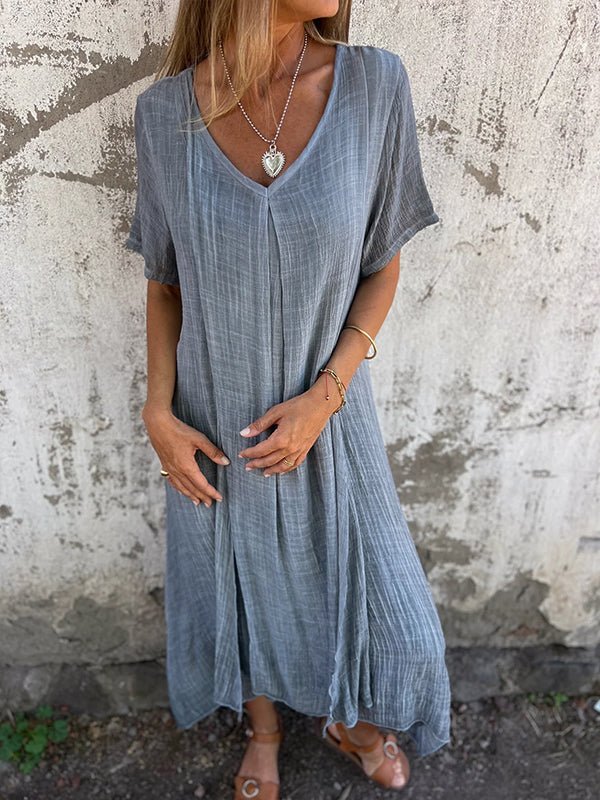 Vestido midi con cuello en V