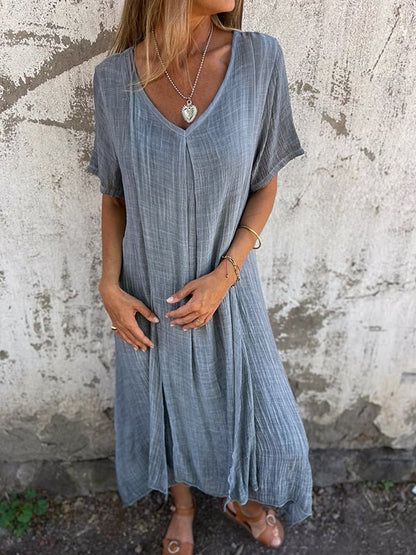 Vestido midi con cuello en V