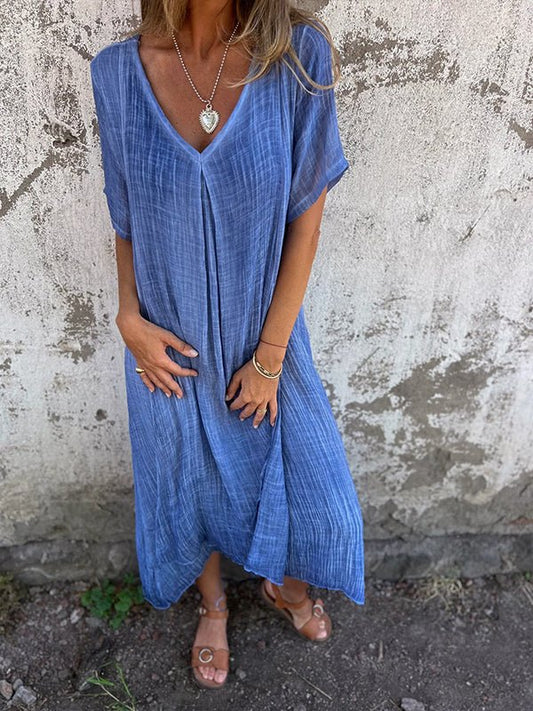Vestido midi con cuello en V