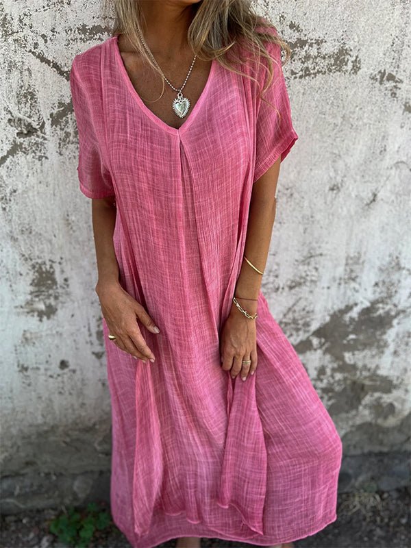 Vestido midi con cuello en V
