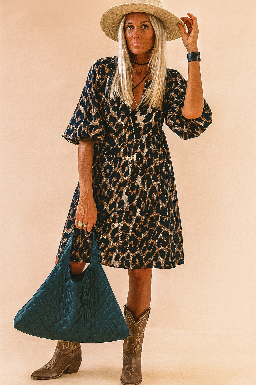 Damska Sukienka Midi Pantera