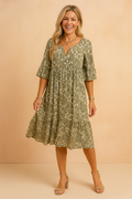 Damska Sukienka Typu Smock W Kwiaty