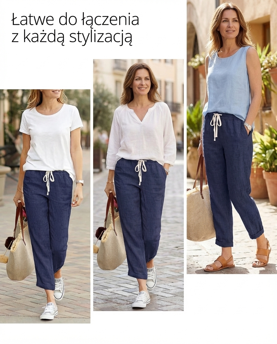 Damskie Spodnie Przed Kostkę Ze Ściągaczem