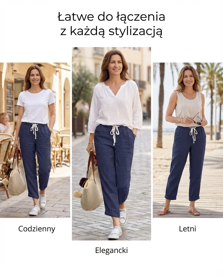 Damskie Spodnie Przed Kostkę Ze Ściągaczem