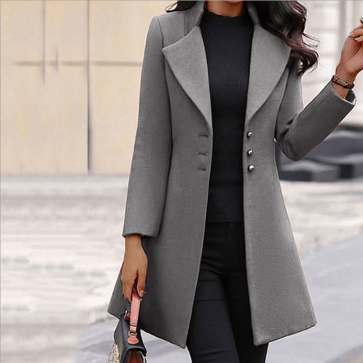 Elegante y moderno abrigo de manga larga para mujer
