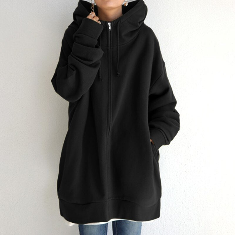 Acogedora sudadera con capucha oversize de invierno para mujer