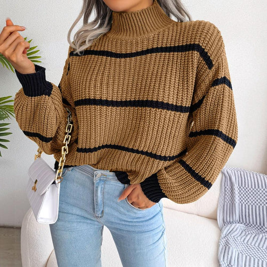Natalya Sweater | Jersey informal de canalé con cuello alto