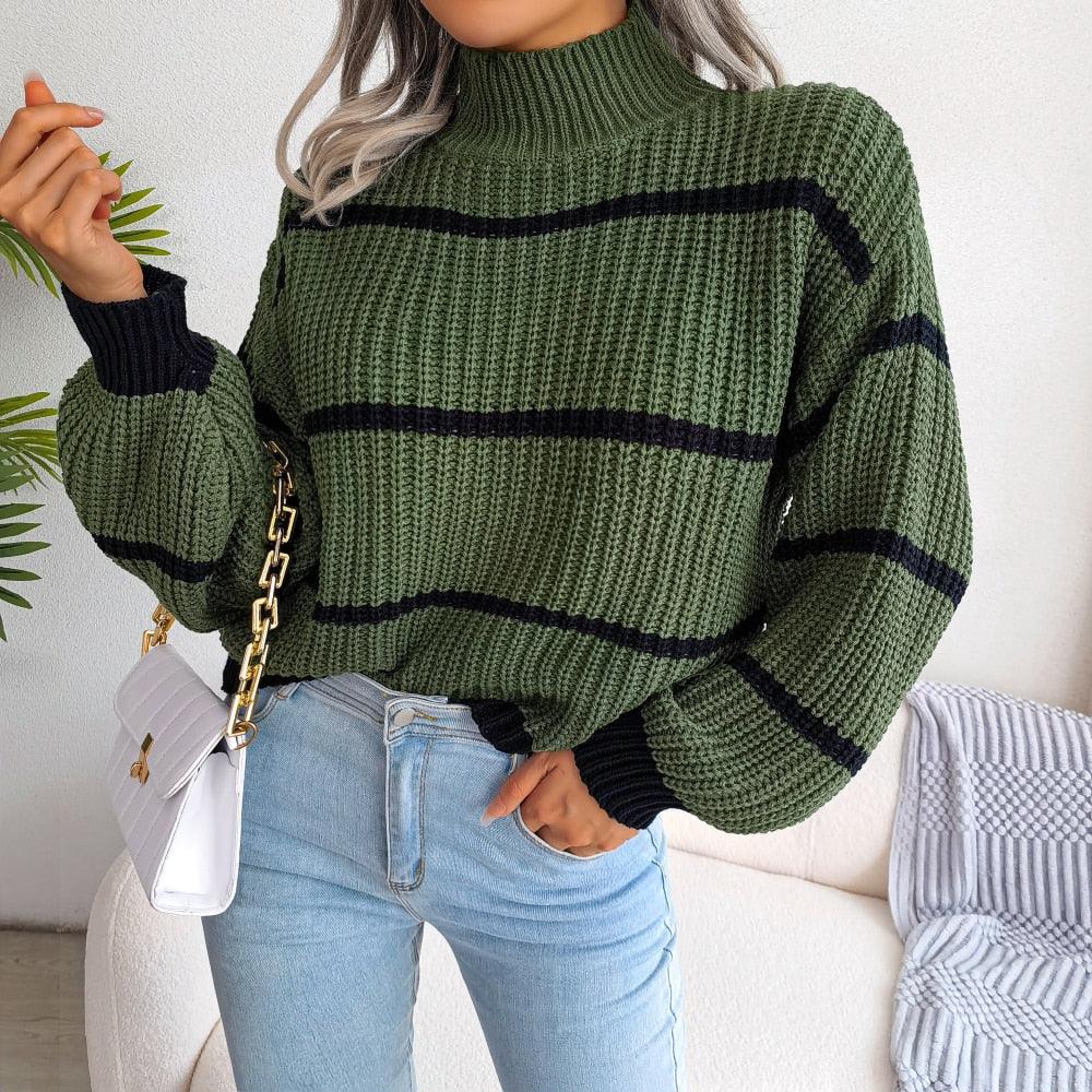 Natalya Sweater | Jersey informal de canalé con cuello alto