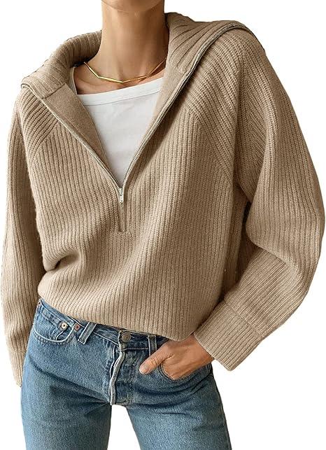 Natanya Sweater | Jersey de punto para mujer con cremallera y cuello en V