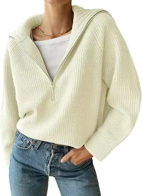 Natanya Sweater | Jersey de punto para mujer con cremallera y cuello en V