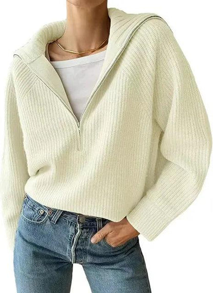 Natanya Sweater | Jersey de punto para mujer con cremallera y cuello en V