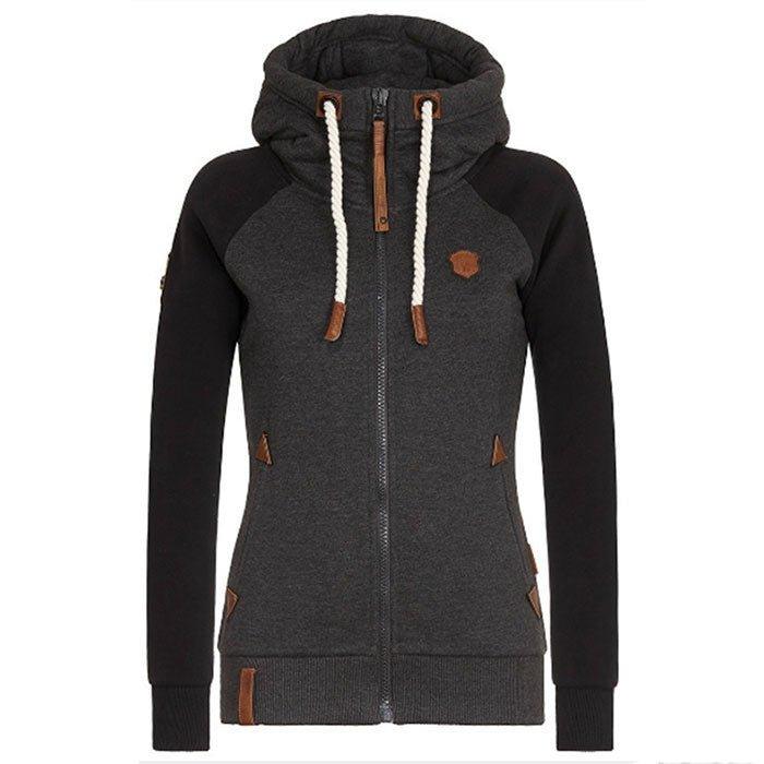 Sudadera con capucha Noemi | Sudadera moderna con cremallera gruesa, cordón de ajuste y bolsillos
