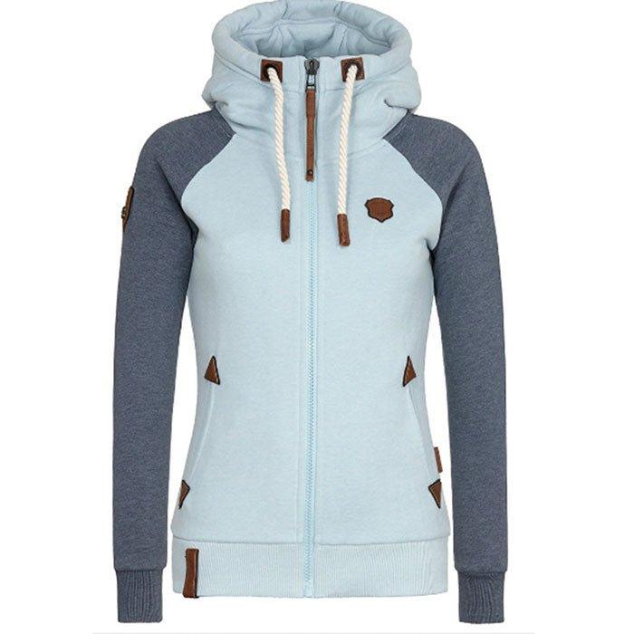Sudadera con capucha Noemi | Sudadera moderna con cremallera gruesa, cordón de ajuste y bolsillos