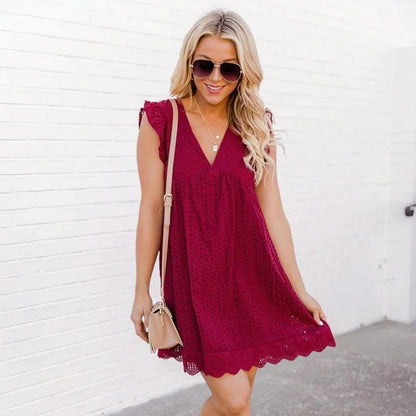 Vestido corto casual de verano con mangas de mariposa