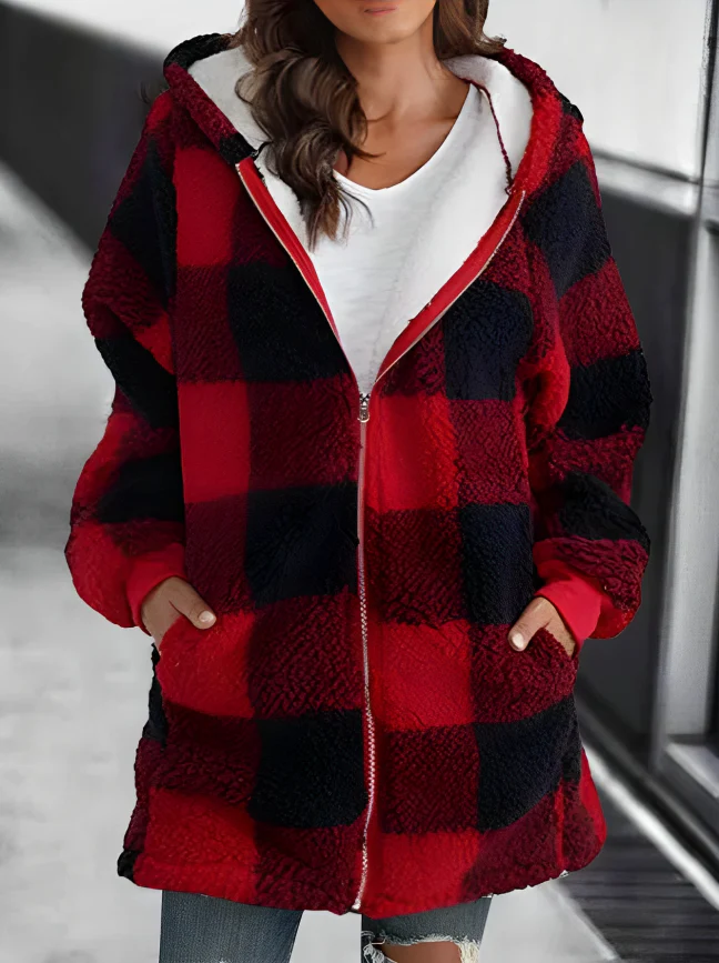 Elisa | Chaqueta Oversized Hoodie Check Loose