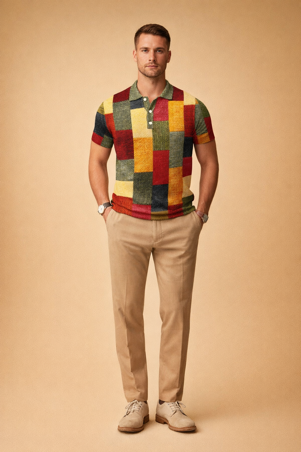 Męska Koszulka Polo Patchwork