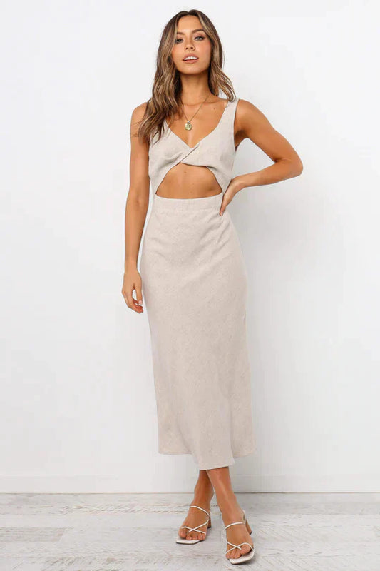 Vestido midi estilo envolvente