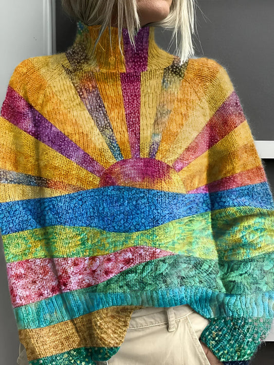 Taryn™ | Jersey de cuello alto multicolor Happy