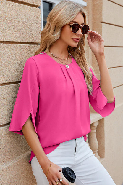 Clara Blusa de mujer - pliegues y mangas florales