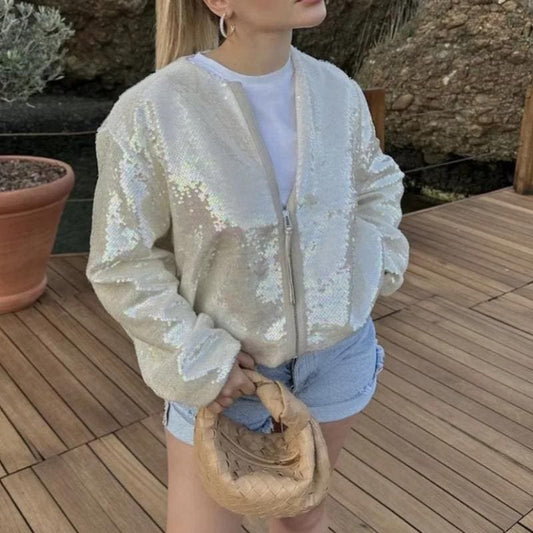 Chaqueta bomber de lentejuelas Adèle