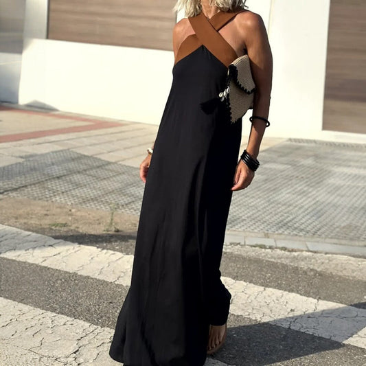 Elegante vestido largo con escote cruzado para ocasiones especiales