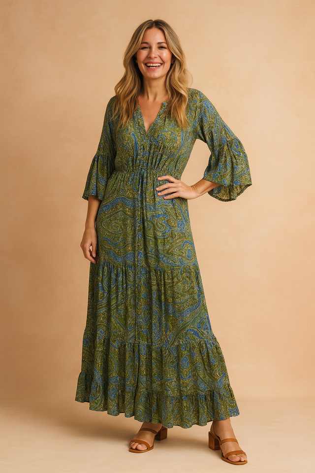 Damska Sukienka Maxi Paisley