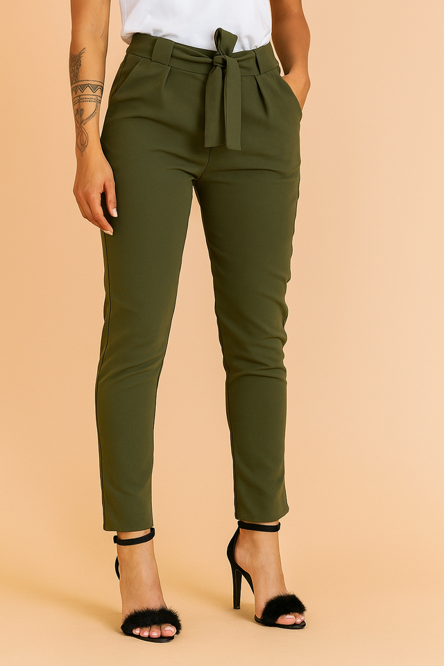 Damskie Spodnie Paperbag Waist
