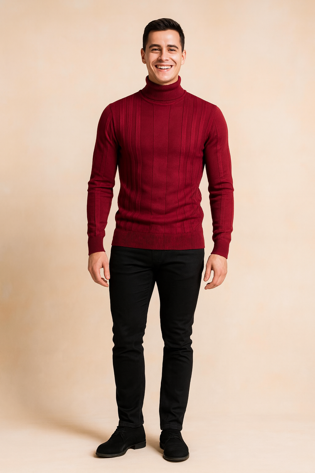 Sweter Męski Z Golfem Warkoczowy