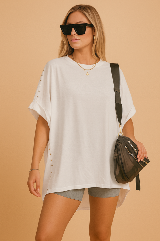 Damski T-Shirt Z Dżetami