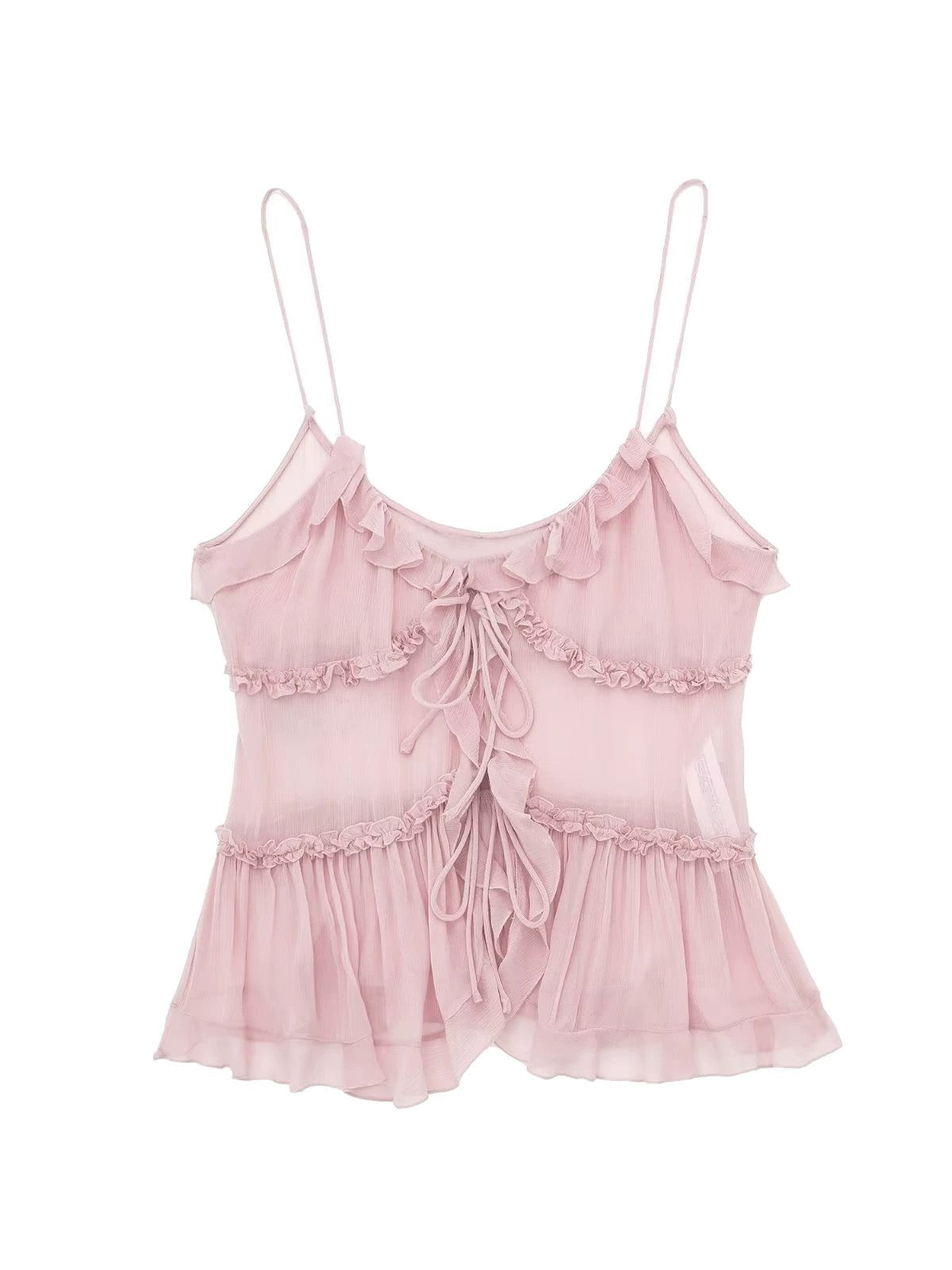 Damski Elegancki Top Cami Z Falbaną