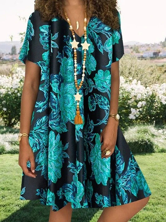 Vestido de diseñador "Samina" con estampado floral