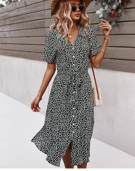"Maja" vestido de diseñador con estampado floral