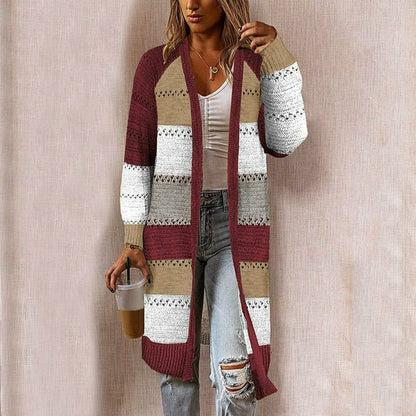 Chaqueta de punto a rayas para mujer