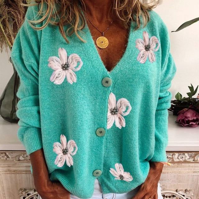 Xendi Cardigan | Chaqueta con cuello en V y estampado floral