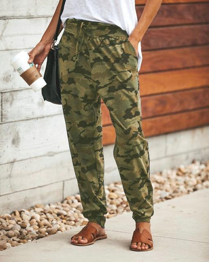 Alex - Pantalón harén de camuflaje con entrepierna baja