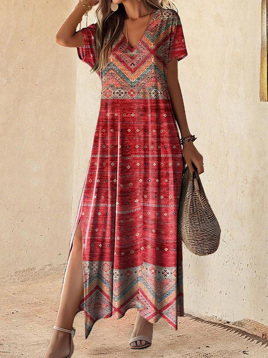 Vestido vintage con estampado geométrico