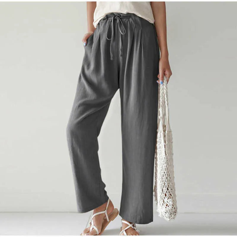 Cintura elástica Bolsillo plisado para pantalón de pierna ancha