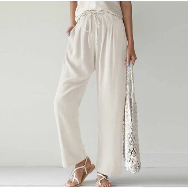 Cintura elástica Bolsillo plisado para pantalón de pierna ancha
