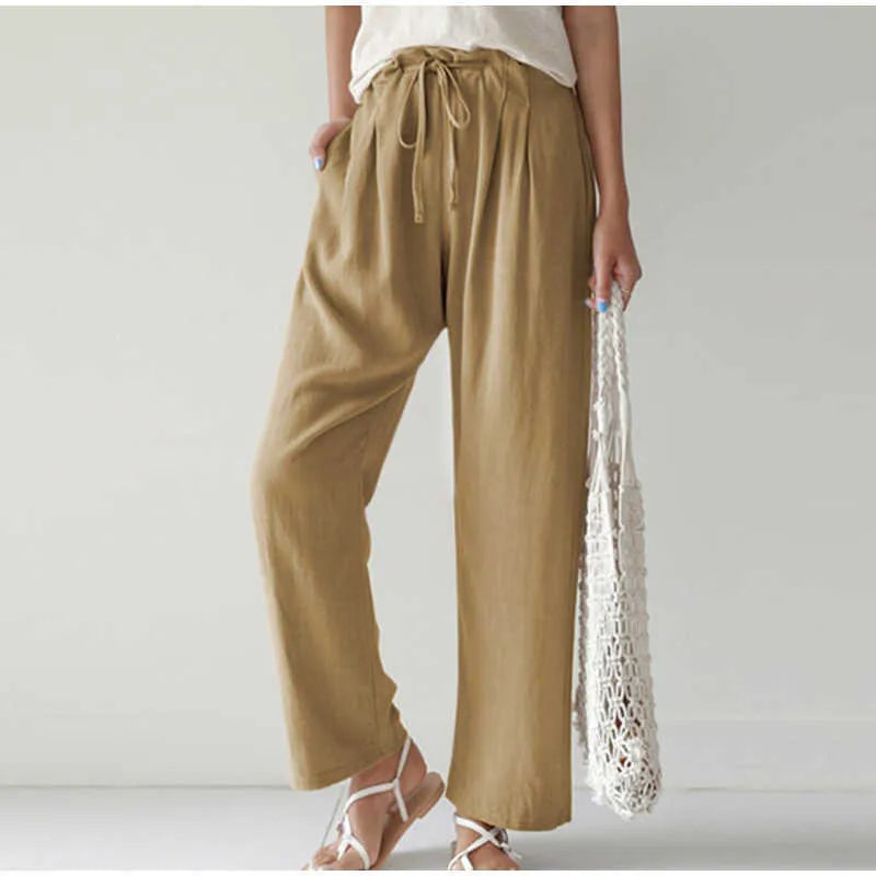 Cintura elástica Bolsillo plisado para pantalón de pierna ancha