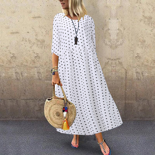 Vestido túnica bohemio suelto estampado.