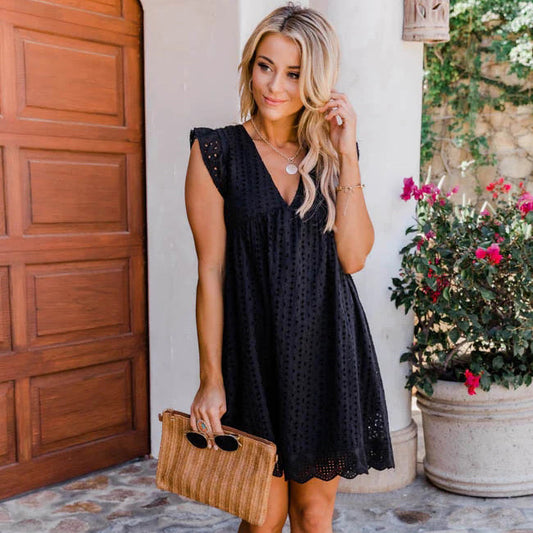 Moderno vestido de manga corta ideal para días cálidos
