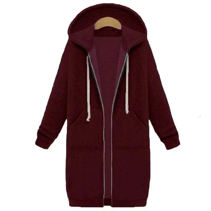 Roza | una sudadera de corte largo para mujer con cierre de cremallera