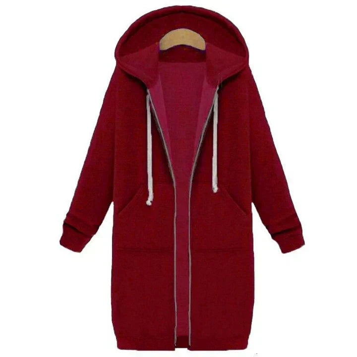 Roza | una sudadera de corte largo para mujer con cierre de cremallera