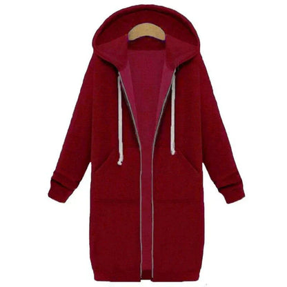 Roza | una sudadera de corte largo para mujer con cierre de cremallera
