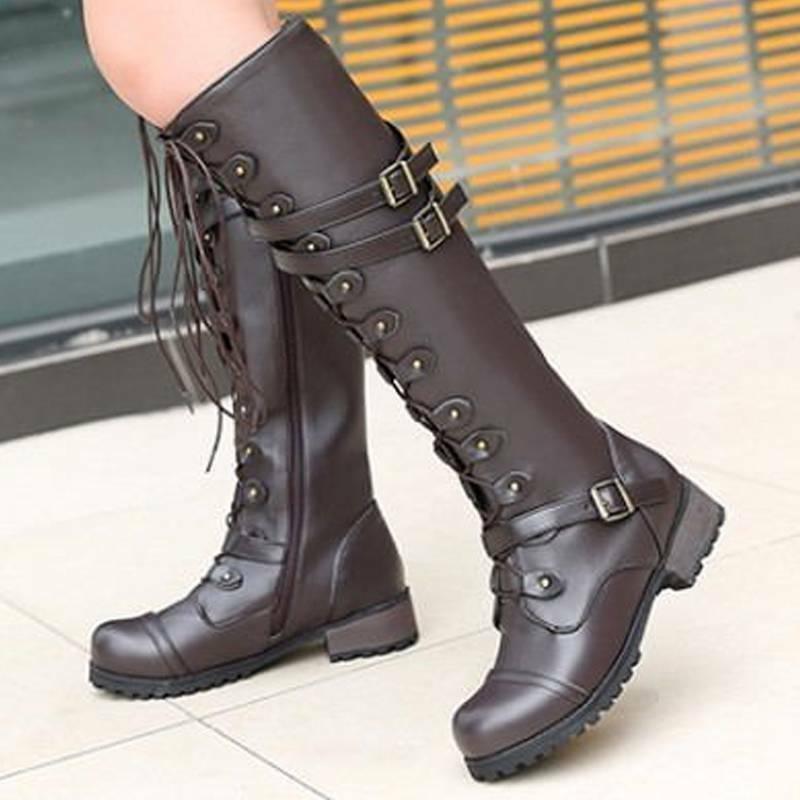 Qiturah Boots | Botas de piel hasta la rodilla con cordones