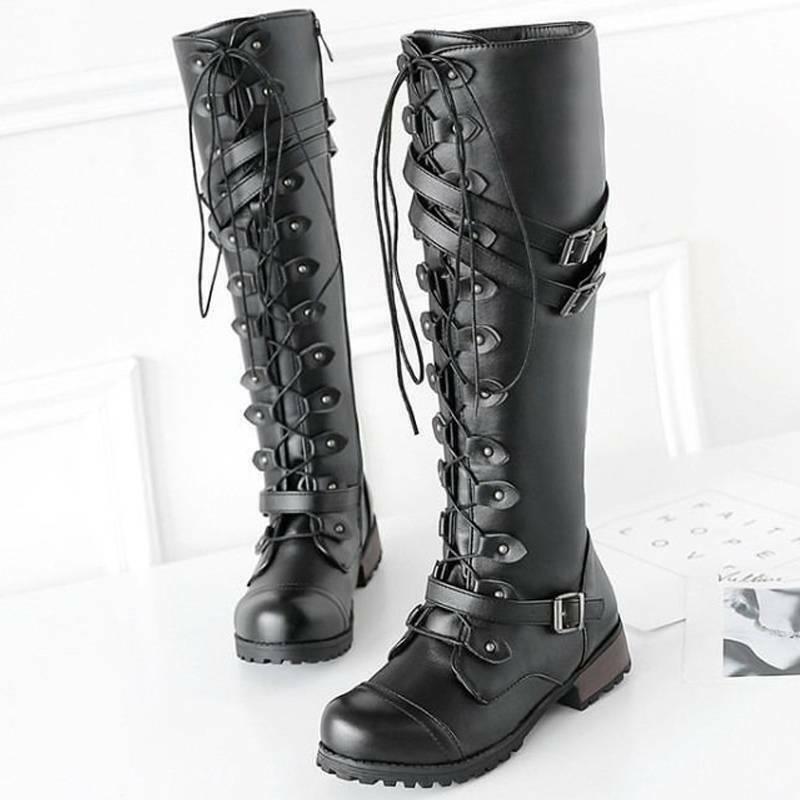 Qiturah Boots | Botas de piel hasta la rodilla con cordones