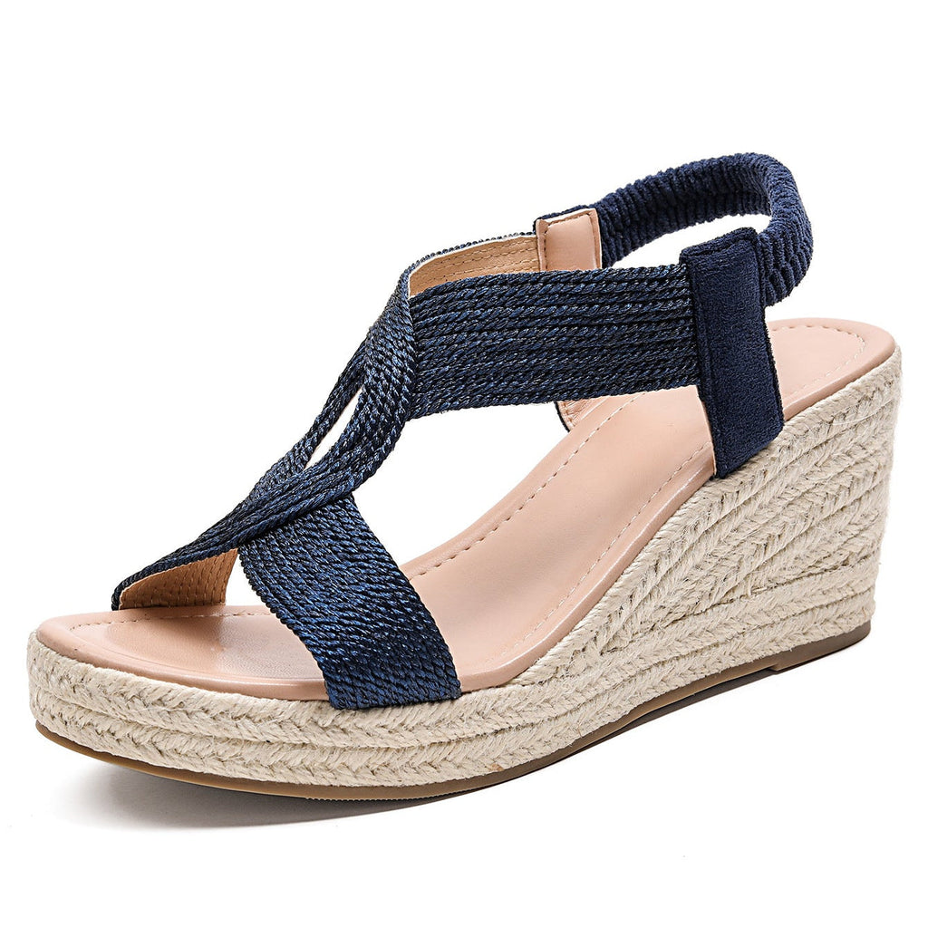 Damskie Sandały Na Koturnie T-Strap Eleganckie