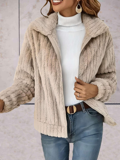 Chaqueta de punto para mujer con cuello de polo